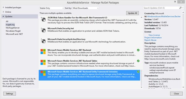 Nuget packages updated